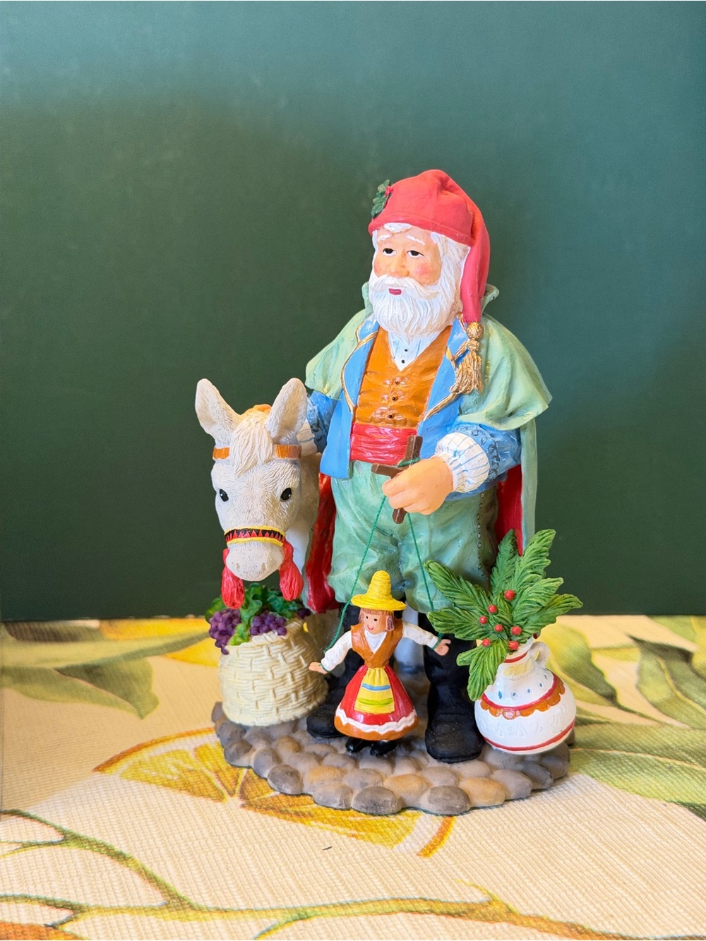 Padre Nicholas Portugal Holiday Santa Figurine with Donkey - Multicolor